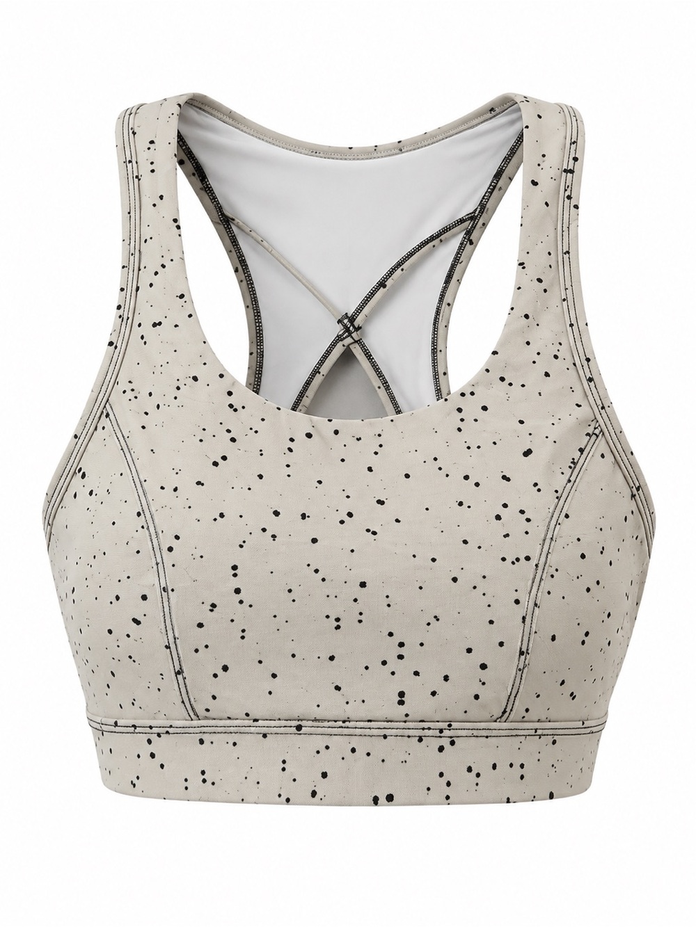 Closet Refresh: Scorpio Sol Cream and Black Speckled Sports Bra Women’s Small